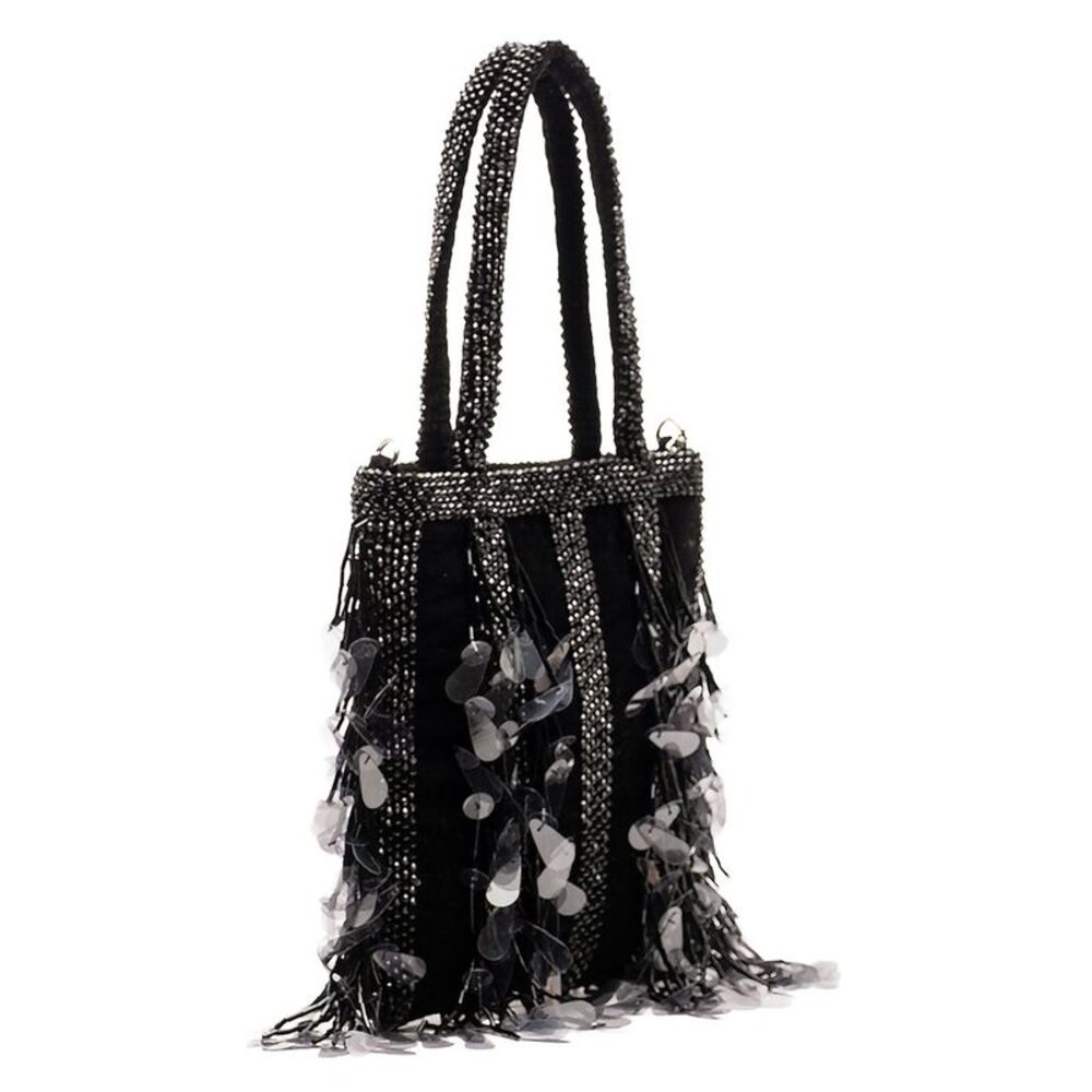 Frances Valentine Gatsby Mini Velvet Tote, Black - Picture 2 of 3
